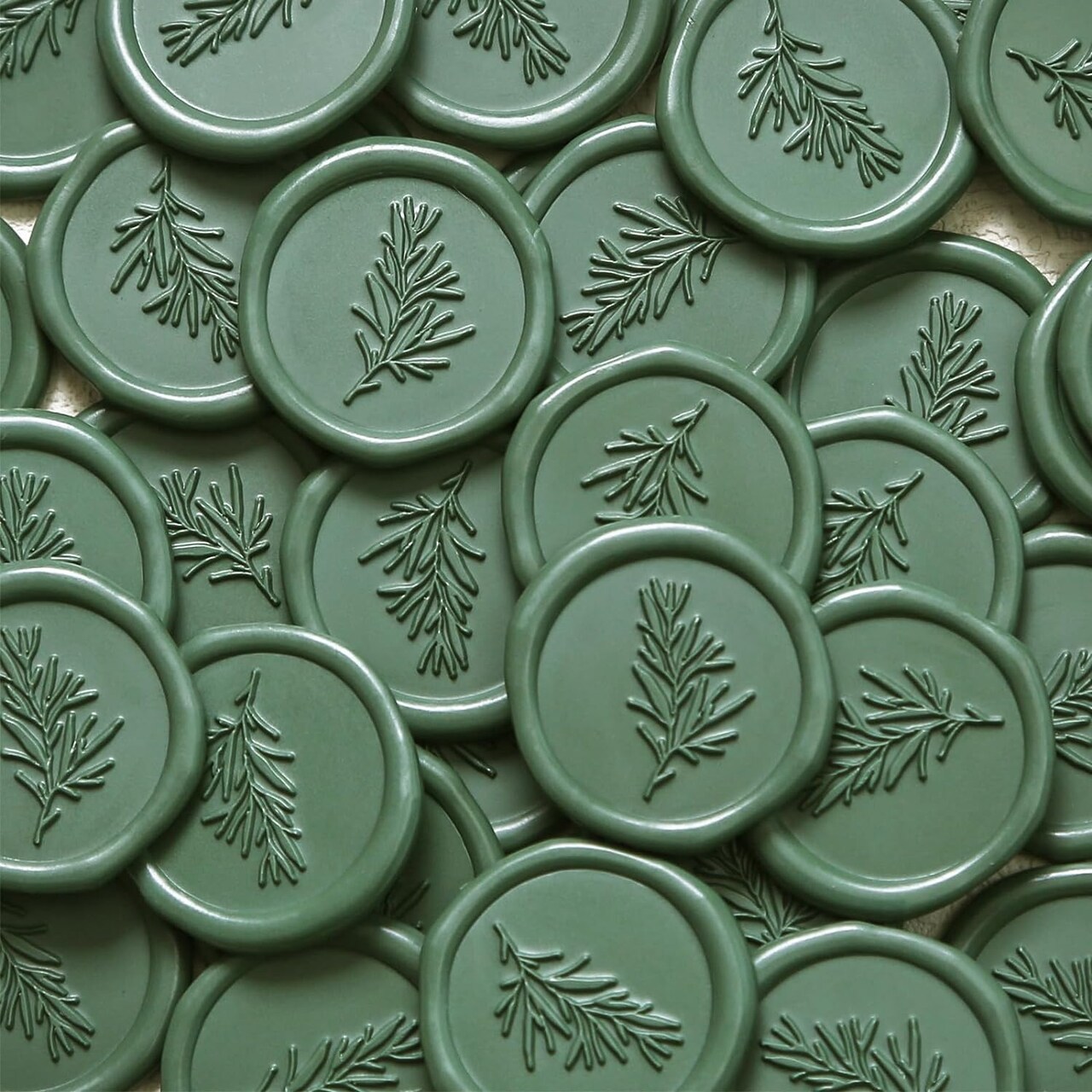 Wax Seal Stickers - Rosemary Wedding Invitation Envelope Seal Stickers, 50 Pcs Self Adhesive Olive Green Stickers, Perfect for Invitation, Envelopes, Gift Wrapping, Christmas